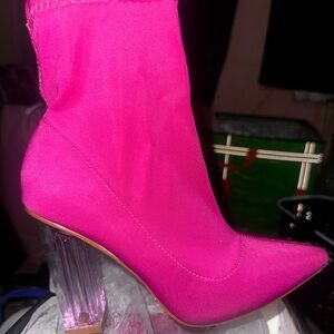 Fashion Nova Fuchsia Heeled Boots